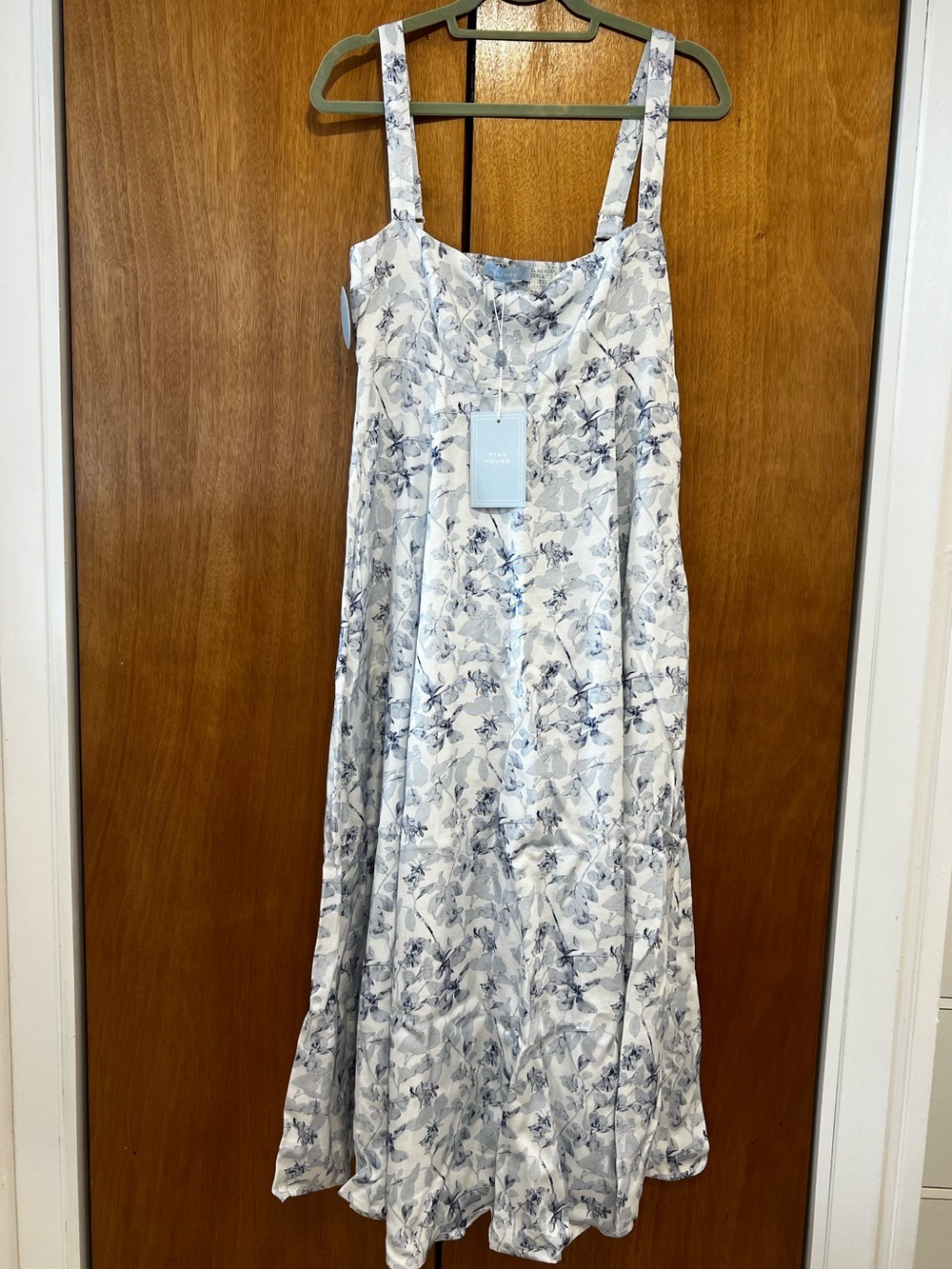Hill House Pale Blue & White Floral Maxi Dress